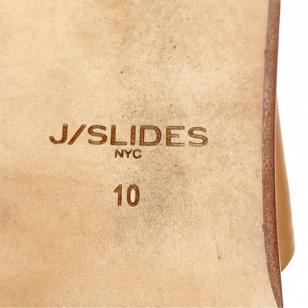 J/SLIDES Tan Leather Criss Cross Straps Slides, Size 10 - Picture 3 of 6